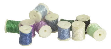 Dollhouse Miniature Sewing Thread, Set Of 12